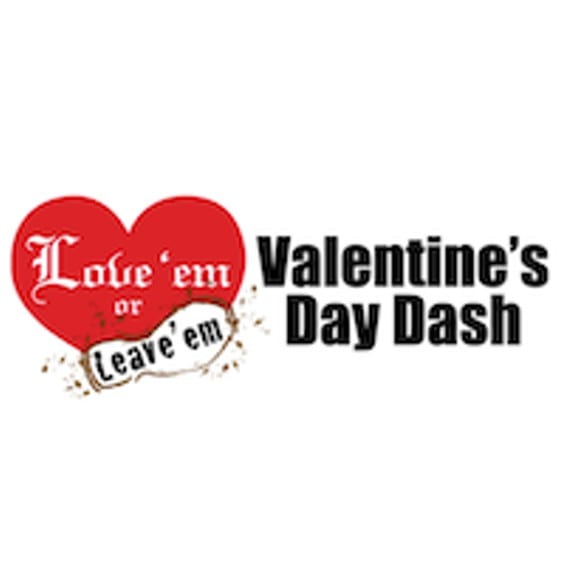 Love ’em or Leave ’em Valentine’s Day Dash logo on RaceRaves
