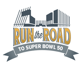 Run the Road to Super Bowl 50 logo on RaceRaves