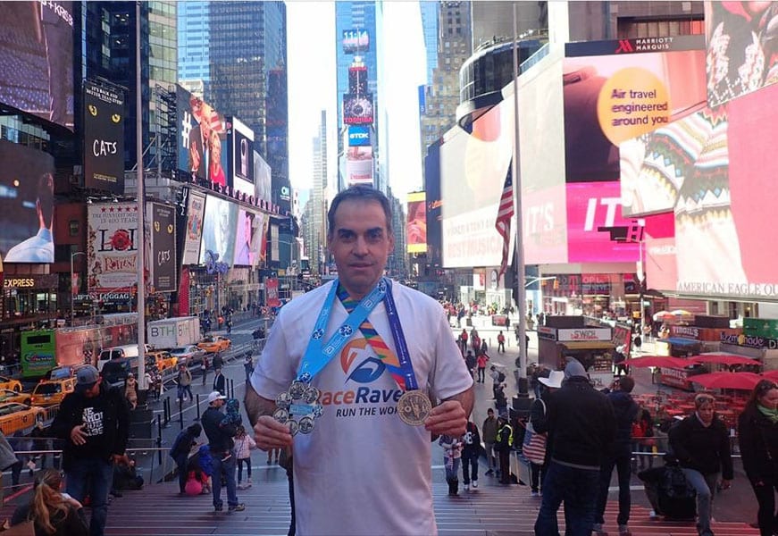 Didier Cazala repping RaceRaves at New York City Marathon