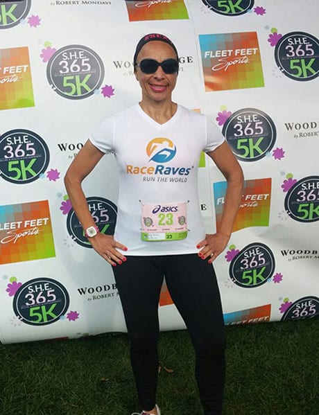 Michelle Boone repping RaceRaves at the S.H.E. Women's 5K in Acampo, CA