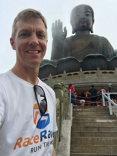 Mike Sohaskey pays his respects to Tian Tan Buddha in Hong Kong