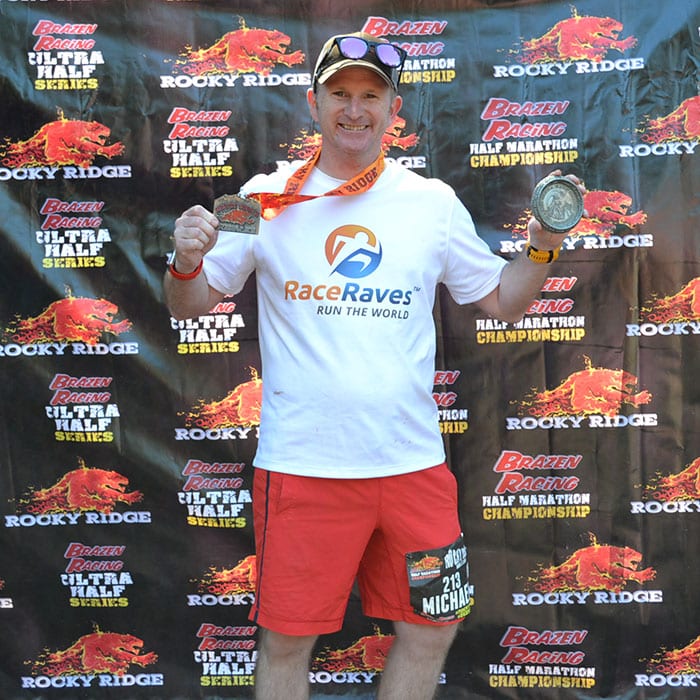 Mike Beckwith wearing RaceRaves classic tech tee