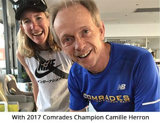 Bruce Fordyce and 2017 Comrades champion Camille Herron