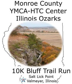 Monroe County YMCA Illinois Ozarks 10K Bluff Trail Run logo on RaceRaves