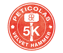 Peticolas Velvet Hammer 5K logo on RaceRaves