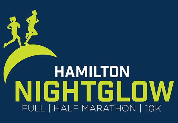 Hamilton NightGlow Marathon & Half Marathon logo on RaceRaves
