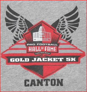 Pro Football Hall of Fame Gold Jacket 5K Canton, OH logo on RaceRaves