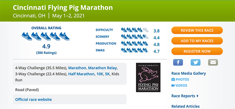 Reviews for the Cincinnati Flying Pig Marathon on RaceRaves