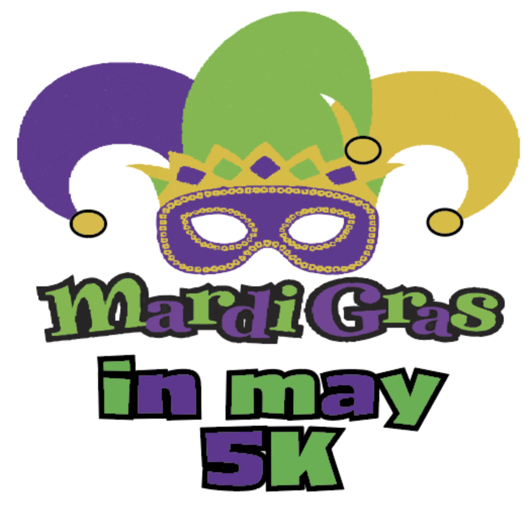 Mardi Gras in May 5K logo on RaceRaves