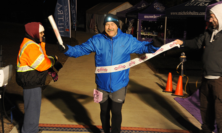 Tim Mullican finishes the Snowdrop ULTRA 55 Hour Race in Dec 2017
