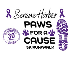Serene Harbor Paws for a Cause 5K logo on RaceRaves