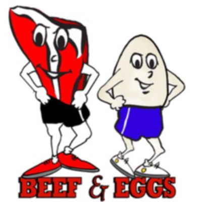 Beef and Eggs 5K logo on RaceRaves