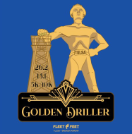 Golden Driller Marathon & Half Marathon logo on RaceRaves