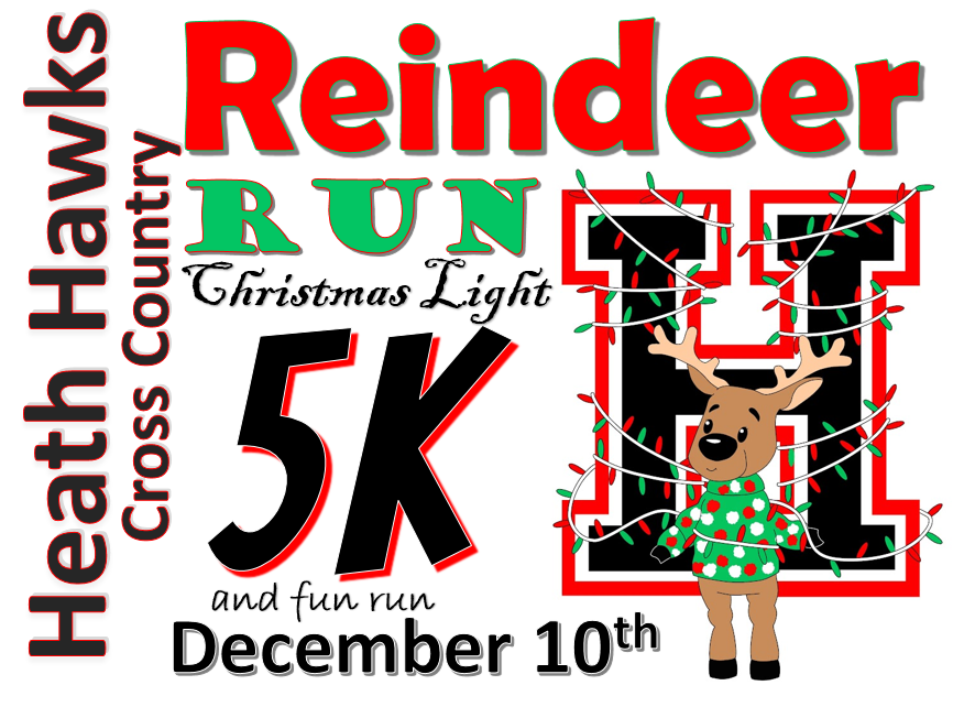 Heath Hawks Reindeer Run Christmas Light 5K logo on RaceRaves