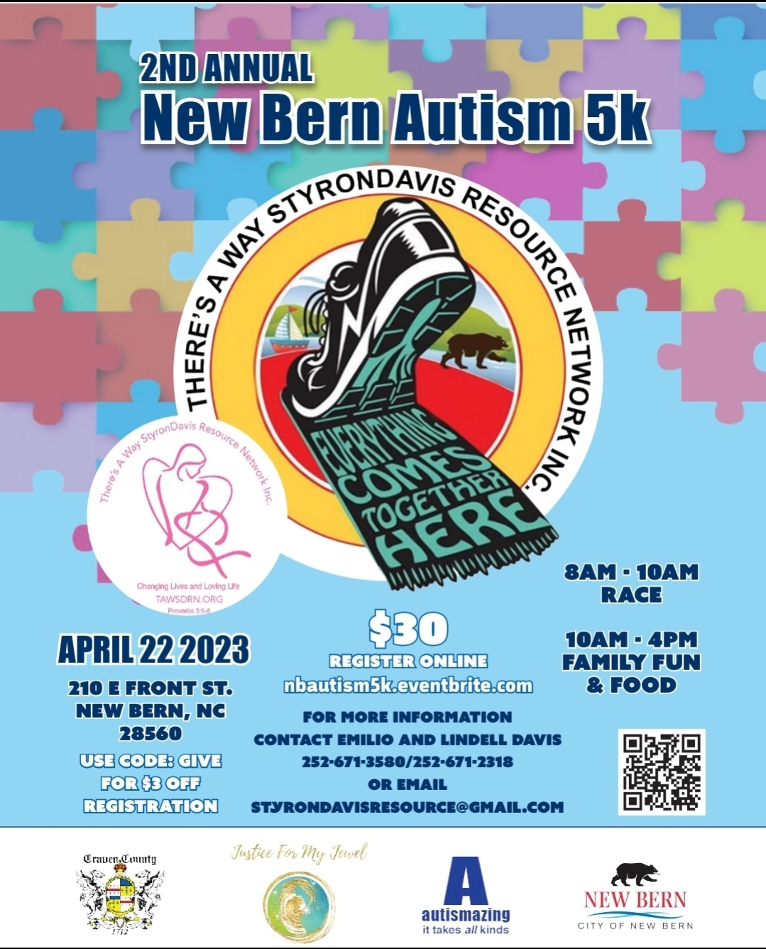 New Bern Autism Health Awareness 5K logo on RaceRaves