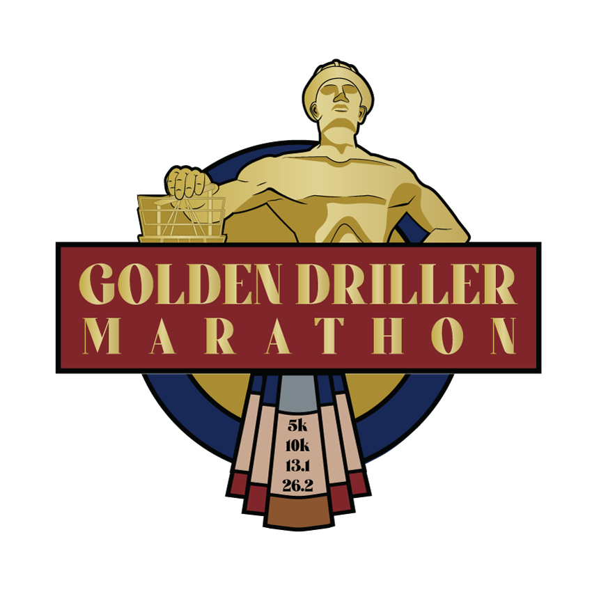 Golden Driller Marathon & Half Marathon logo on RaceRaves