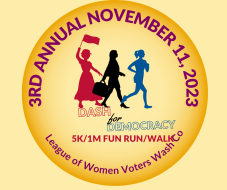 League of Women Voters Dash for Democracy 5K & 1 Miler logo on RaceRaves