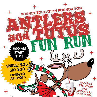 Forney Education Foundation Antlers and Tutus Fun Run logo on RaceRaves