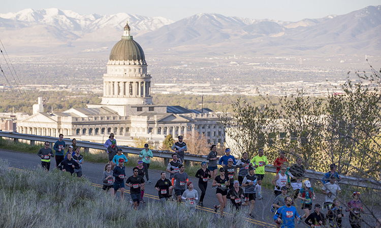 Utah state capitol seen from the Salt Lake City Marathon course