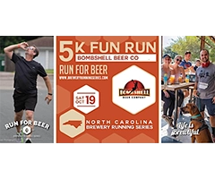 5K Fun Run x Bombshell Beer Company logo on RaceRaves
