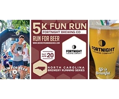 5K Fun Run x Fortnight Brewing Company logo on RaceRaves