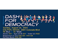 Denver Dash for Democracy 5K logo on RaceRaves