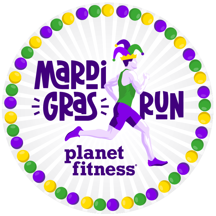 Mardi Gras Run x Planet Fitness logo on RaceRaves