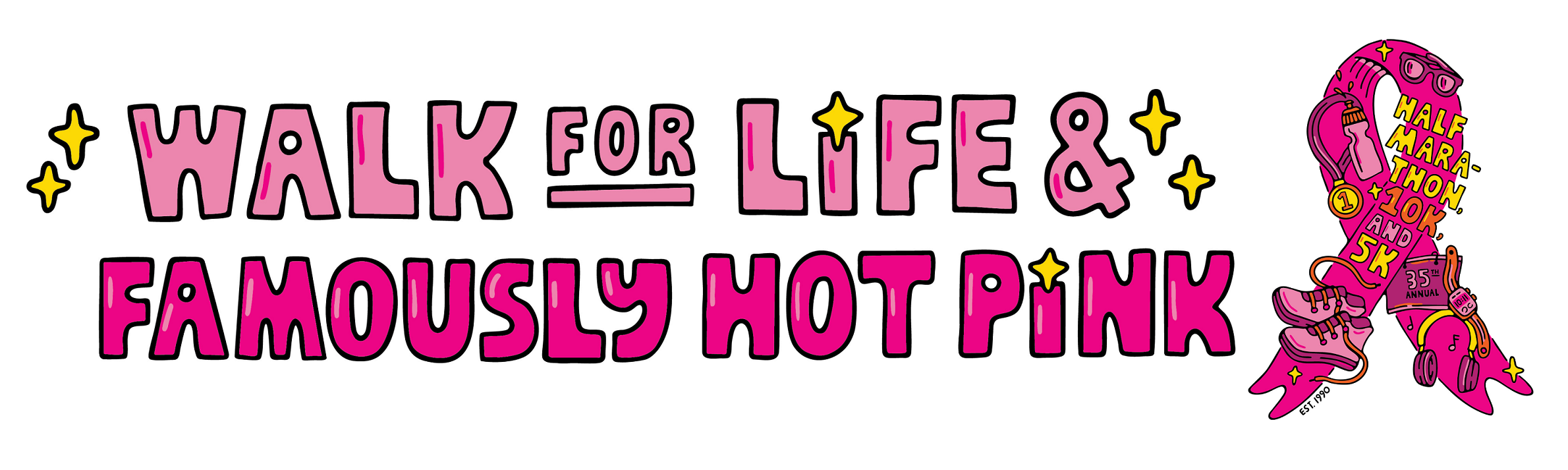 Famously Hot Pink 10K & 5K logo on RaceRaves
