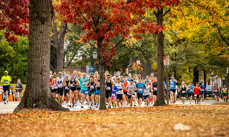 Runners enjoy colorful fall foliage at the Richmond Marathon