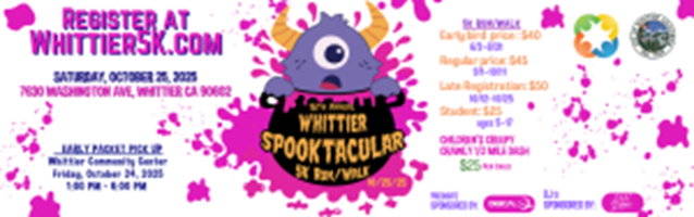 Whittier Spooktacular 5K logo on RaceRaves