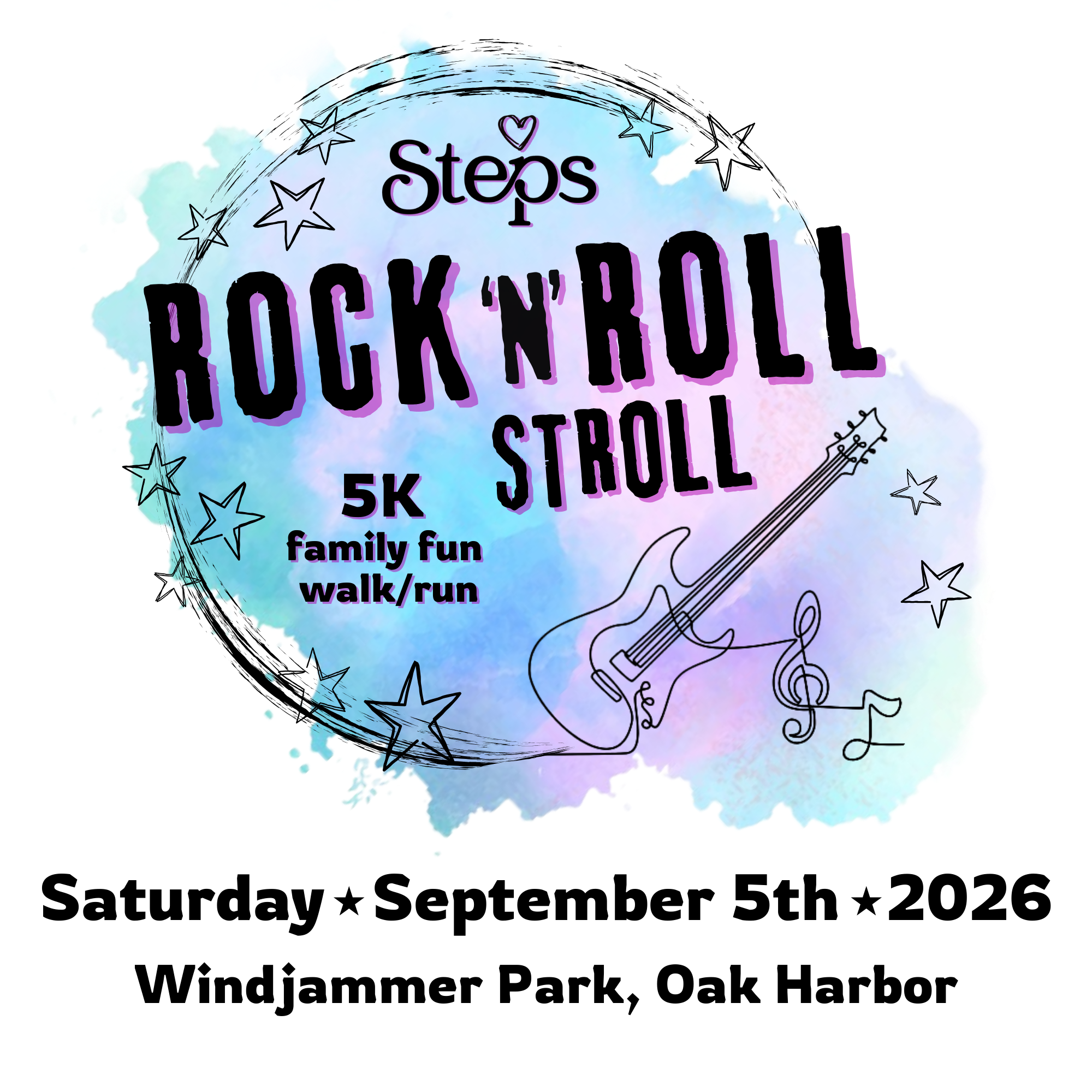 Steps Rock ‘n’ Roll Stroll logo on RaceRaves